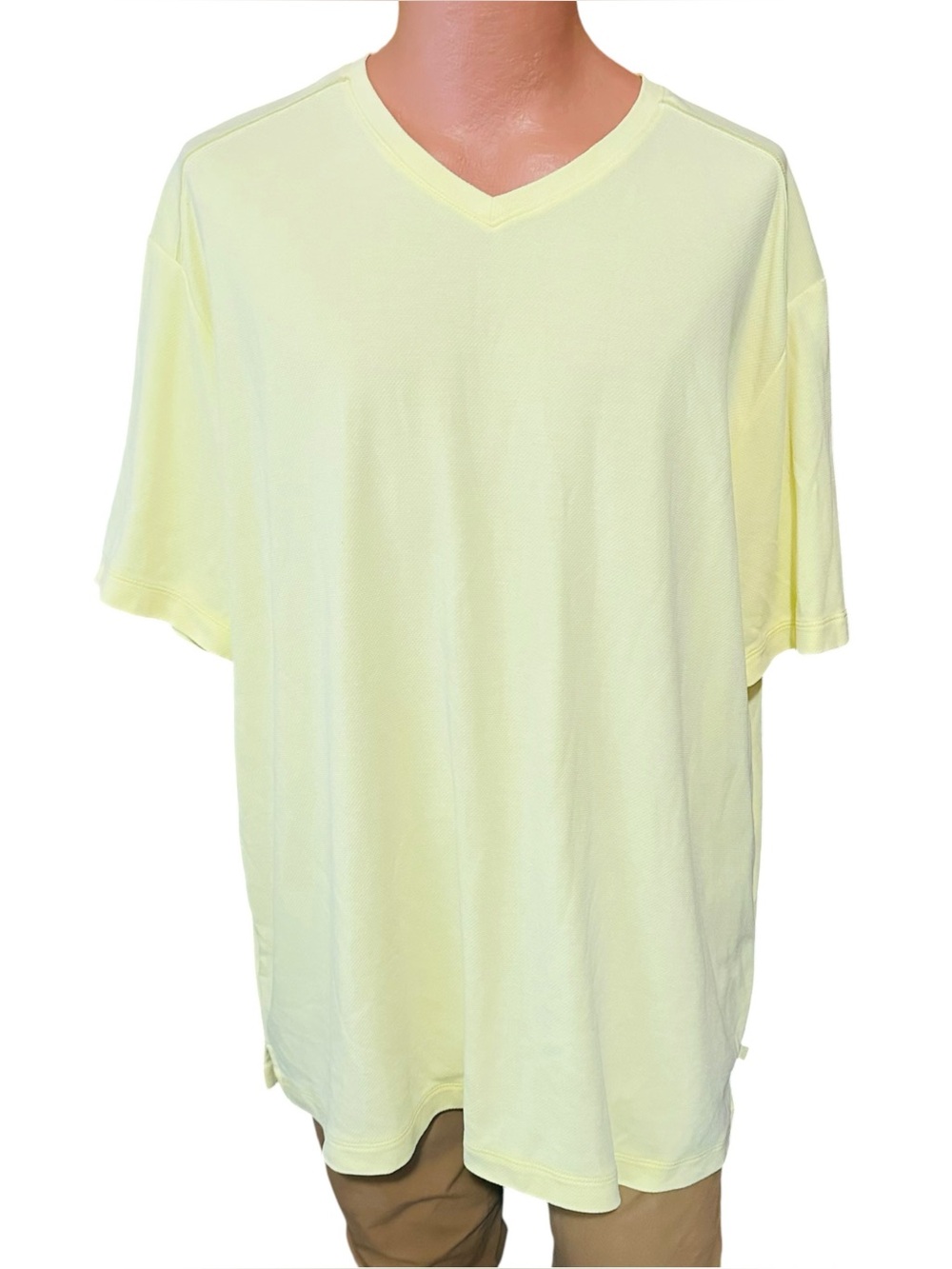 Tommy Bahama Pebble Shore V-Neck T-Shirt Yellow Sz 3XL